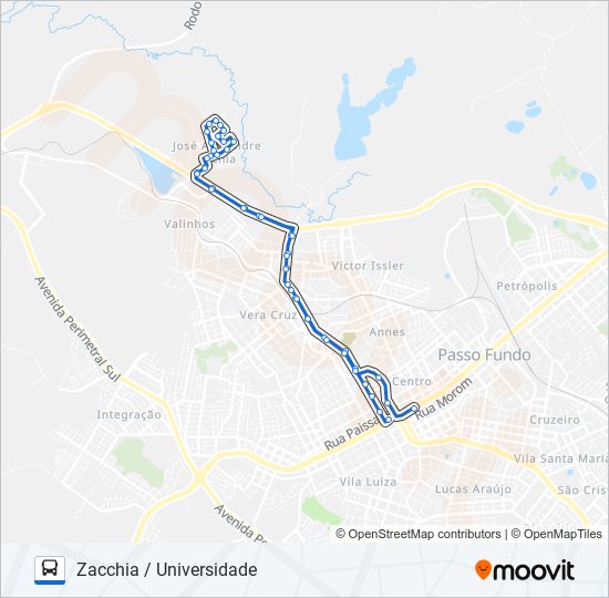 Mapa da linha 24 ZACCHIA / UNIVERSIDADE de ônibus