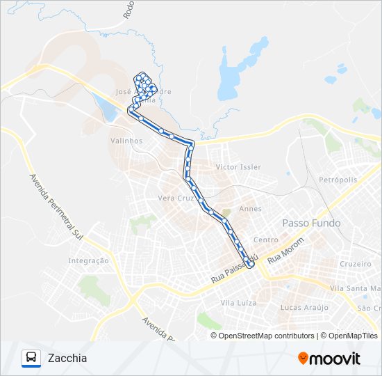 Mapa da linha 24 ZACCHIA / UNIVERSIDADE de ônibus