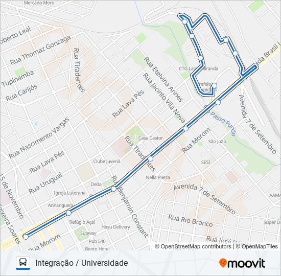 30 INTEGRAÇÃO / UNIVERSIDADE bus Line Map