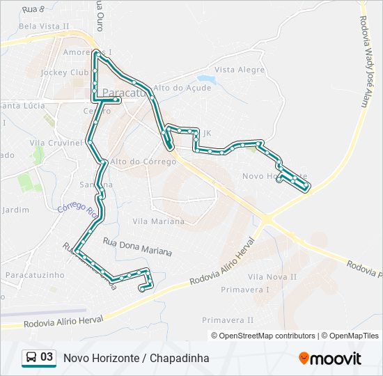 Mapa da linha 03 de ônibus