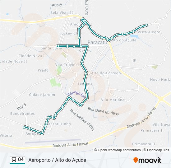 Mapa da linha 04 de ônibus
