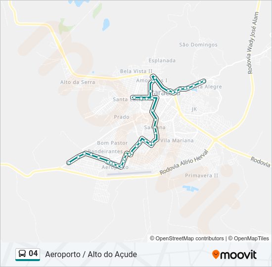 Mapa da linha 04 de ônibus