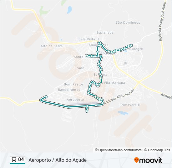 Mapa da linha 04 de ônibus