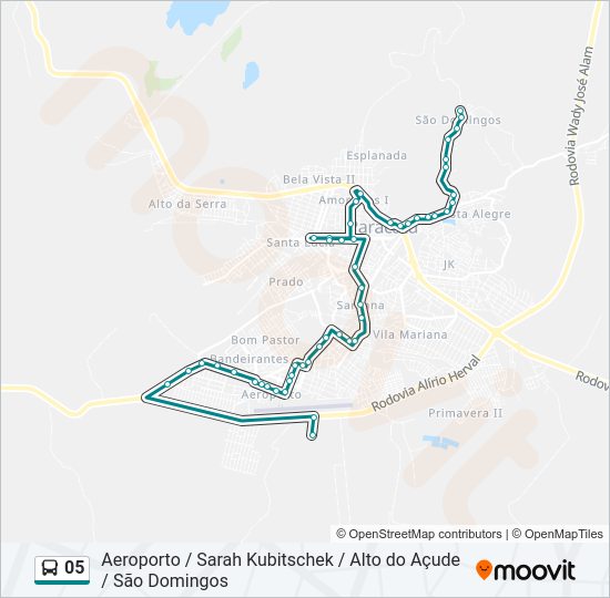 Mapa da linha 05 de ônibus