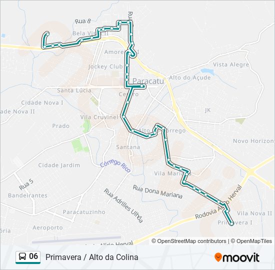 Mapa da linha 06 de ônibus