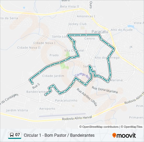 Mapa da linha 07 de ônibus