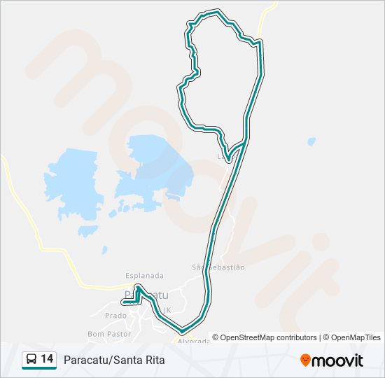 Mapa da linha 14 de ônibus