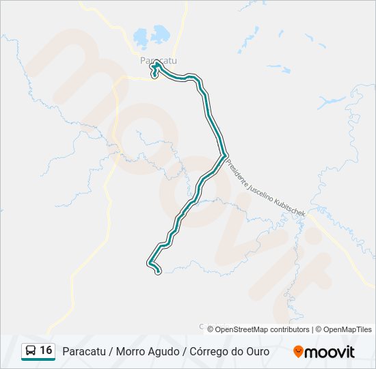 Mapa da linha 16 de ônibus