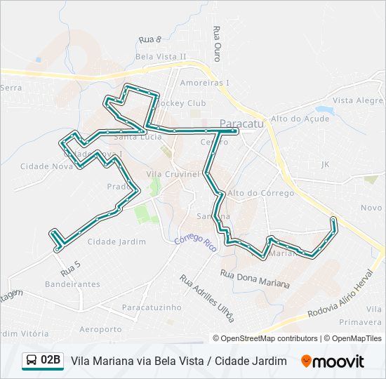 Mapa de 02B de autobús