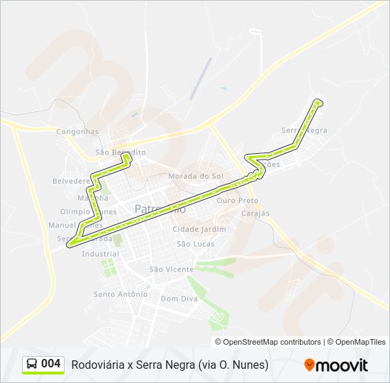 Mapa da linha 004 de ônibus