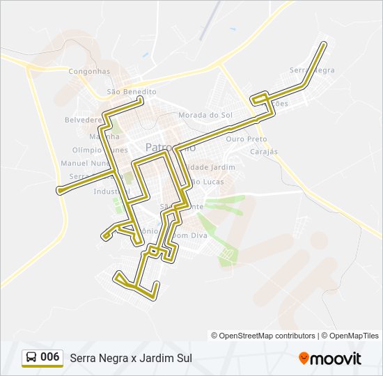 Mapa da linha 006 de ônibus