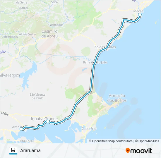 MACAÉ - ARARUAMA Bus Line Map