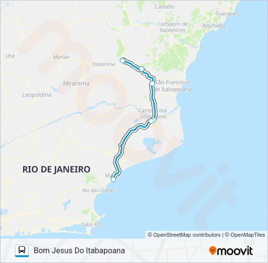 MACAÉ - BOM JESUS DO ITABAPOANA Bus Line Map