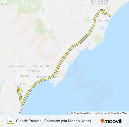 Mapa da linha 04 - RAMO A de ônibus