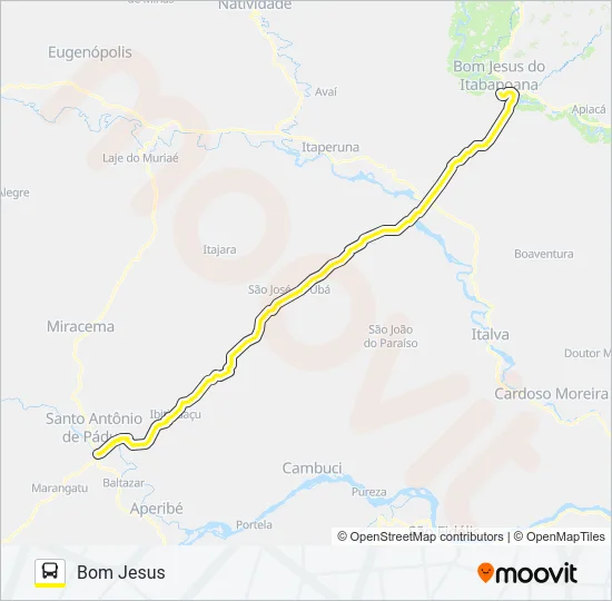 BOM JESUS - SANTO ANTÔNIO DE PÁDUA Bus Line Map