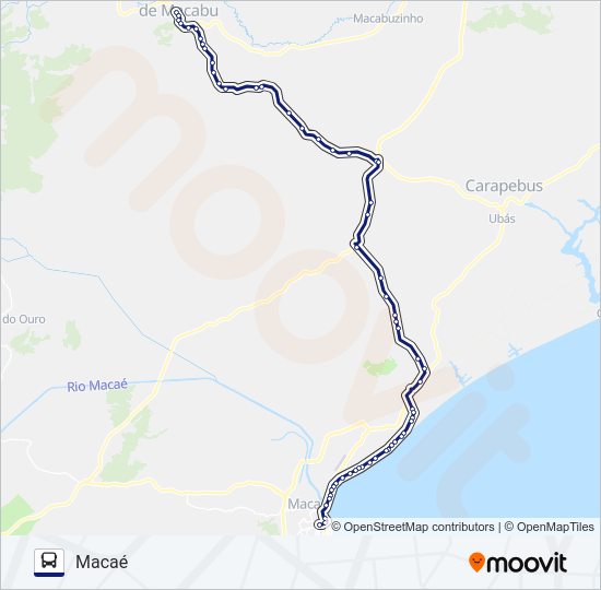 Mapa da linha B140 de ônibus