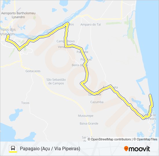 Mapa da linha N455 de ônibus