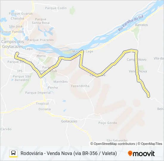 RODOVIÁRIA - VENDA NOVA (VIA BR-356 / VALETA) Bus Line Map