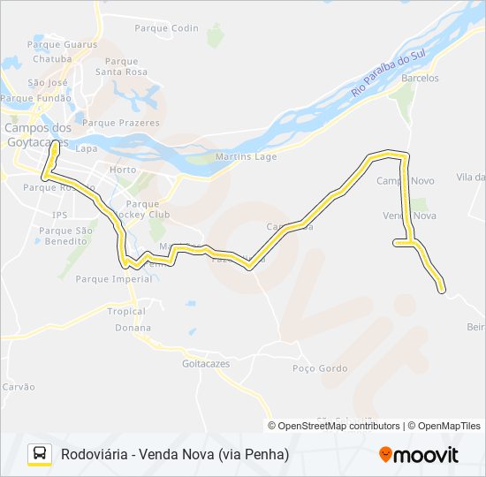 RODOVIÁRIA - VENDA NOVA (VIA PENHA) bus Line Map