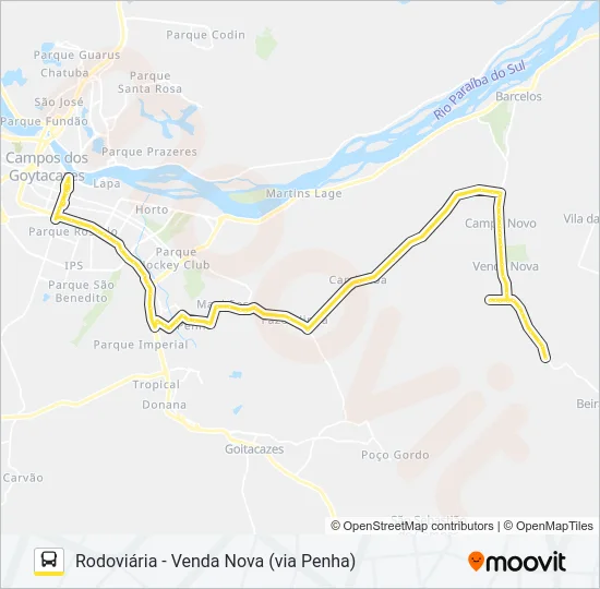 RODOVIÁRIA - VENDA NOVA (VIA PENHA) Bus Line Map