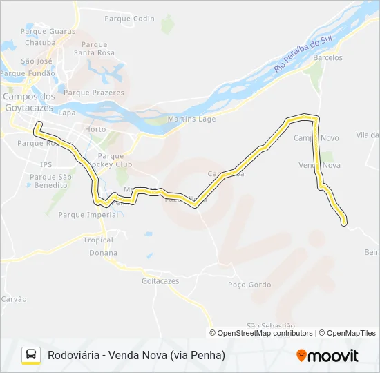 RODOVIÁRIA - VENDA NOVA (VIA PENHA) Bus Line Map