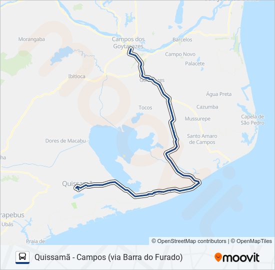 Mapa de QUISSAMÃ - CAMPOS (VIA BARRA DO FURADO) de autobús