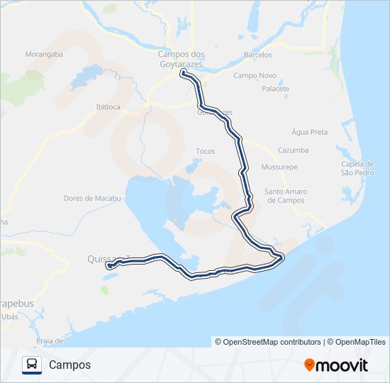 QUISSAMÃ - CAMPOS (VIA BARRA DO FURADO) bus Line Map