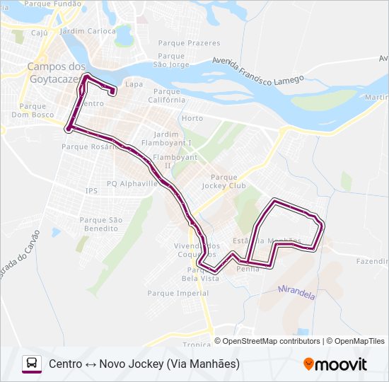 Mapa da linha ÔNIBUS FEMININO de ônibus