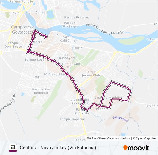 Mapa da linha ÔNIBUS FEMININO de ônibus