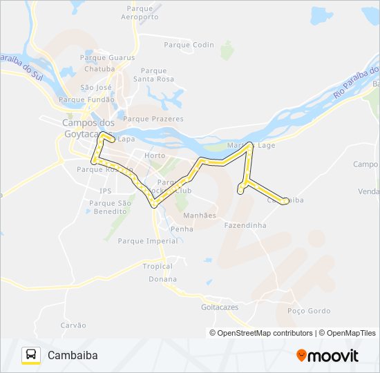 CENTRO - CAMBAIBA (VIA MARTINS LAGE) bus Line Map