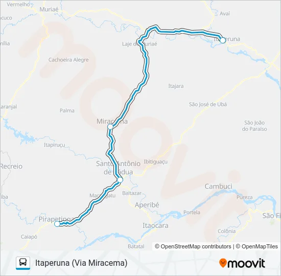 ITAPERUNA - PIRAPETINGA Bus Line Map