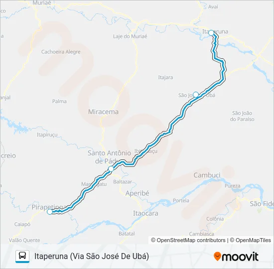 ITAPERUNA - PIRAPETINGA Bus Line Map