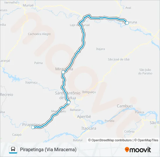 ITAPERUNA - PIRAPETINGA Bus Line Map