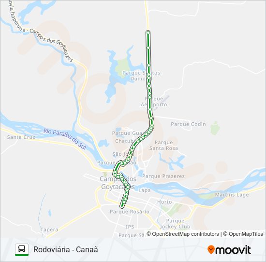 Mapa da linha 332 de ônibus