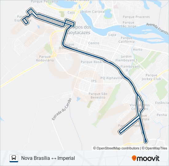 NOVA BRASÍLIA ↔ IMPERIAL bus Line Map