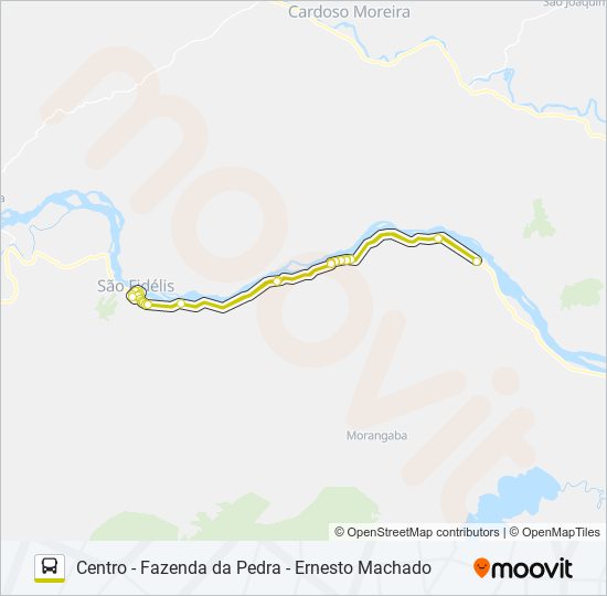 Mapa da linha CENTRO - FAZENDA DA PEDRA - ERNESTO MACHADO de ônibus