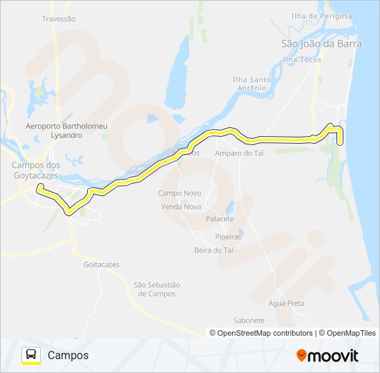Mapa da linha N450 de ônibus