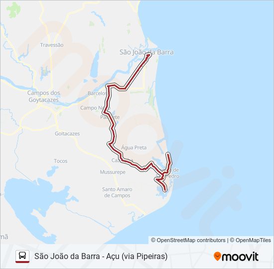 Mapa da linha 05 de ônibus