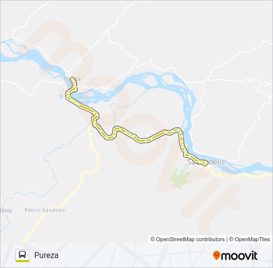 Mapa da linha CENTRO - PUREZA de ônibus