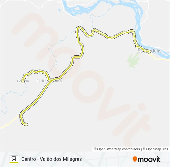 CENTRO - VALÃO DOS MILAGRES Bus Line Map