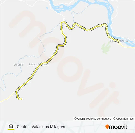 CENTRO - VALÃO DOS MILAGRES Bus Line Map
