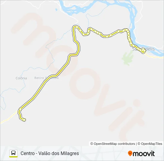 CENTRO - VALÃO DOS MILAGRES Bus Line Map