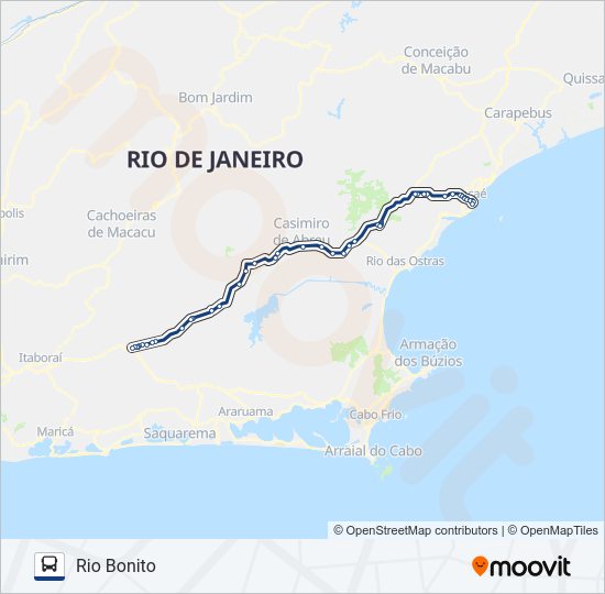 Mapa da linha B135 de ônibus