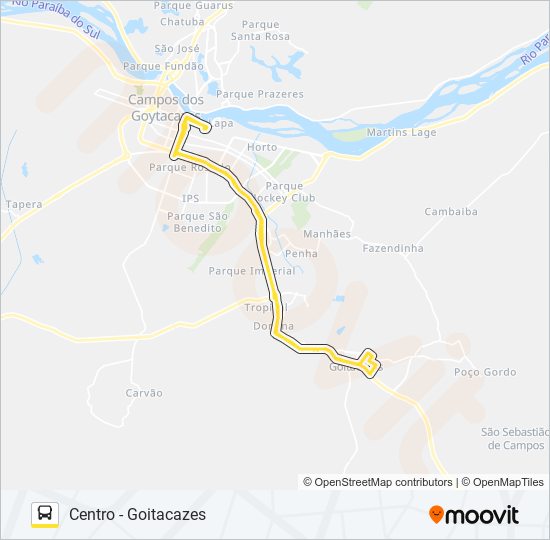 Mapa da linha 220 de ônibus