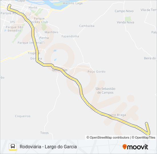 Mapa da linha 234 de ônibus