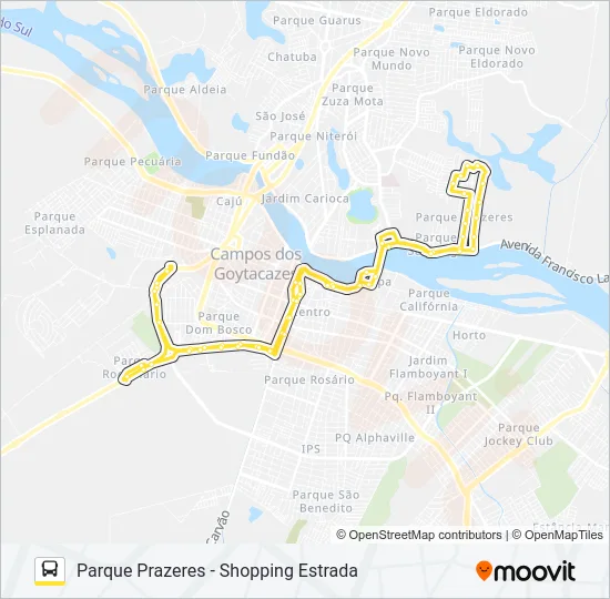PARQUE PRAZERES - SHOPPING ESTRADA Bus Line Map