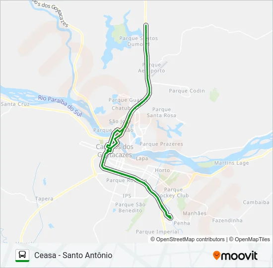 Mapa da linha 324 de ônibus