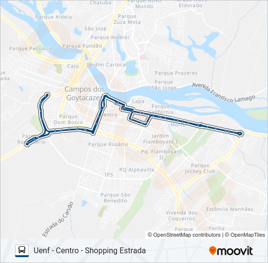 Mapa da linha 216 de ônibus