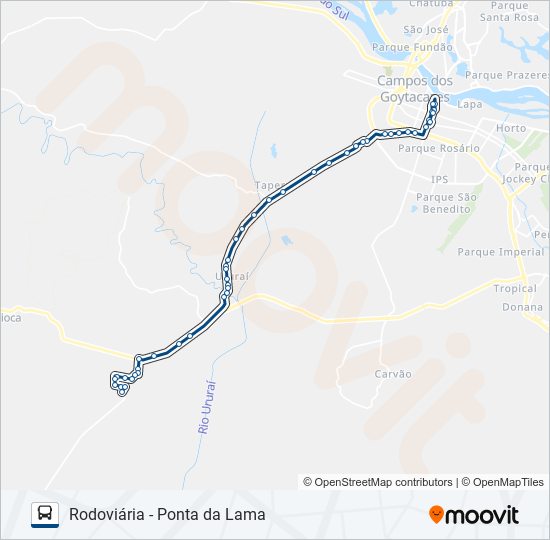 Mapa da linha 113 de ônibus