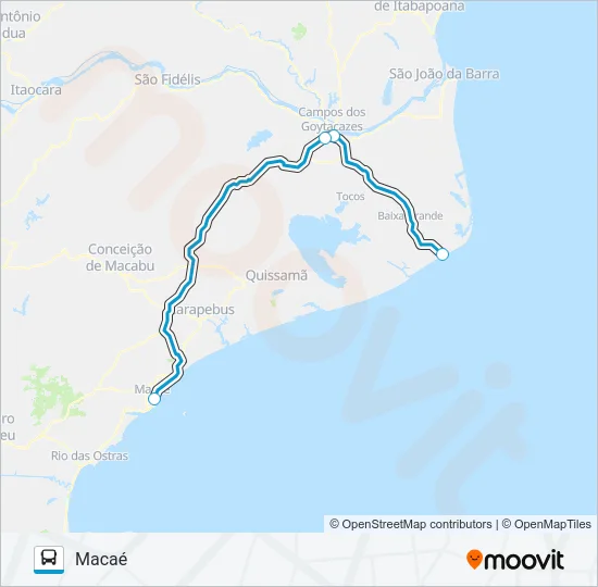 FAROL DE SÃO TOMÉ - MACAÉ Bus Line Map